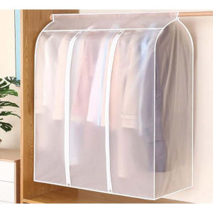 Clothes Dust Cover with Zipper Waterproof Semi Transparent Convenient Hanging Jacket Storage Cover  Household Wardrobe