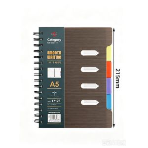 OUREAL Cuộn dây dày dặn Sổ tay lò xo Dòng kẻ rộng 210 trang Sổ ghi chép sơ bộ Thực tế Bộ chia trang Sổ tay gáy lò xo Dành cho Học Sinh
