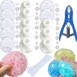 15pcs DIY Stress Ball Kit – Blank Skins with Air Pump & Expander Tool for Making Pressure Balls Make Your Own Fidget Pressure Balls for Adults (15Transparent)