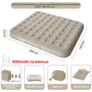 Bantal percuma/katil udara kembung saiz Double dengan pam elektrik automatik mudah alih dilipat untuk perkhemahan khemah rumah pantai luar