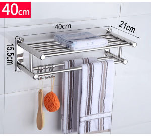 YunMchu. 2-layer Bathroom Towel Rack Stainless Steel Towel Rack Bathroom Shelf Toilet Storage Wall-mounted Punch-free