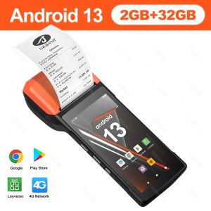 GZQIANJI Android 13 14 POS PDA Handheld Terminal 58mm Printer NFC Reader 4G SIM PDA Loyverse App Receipt Printing 1D Scanner