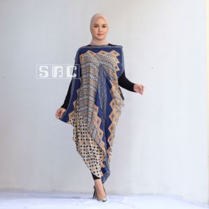 Dress batik wanita sabrina kaftan 3d navy terbaru