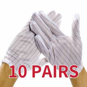 【10 PAIRS】Anti Static Striped Gloves ESD PCB Electronic Repair Cleanroom Factory Assembly Inspection Warehouse Packing