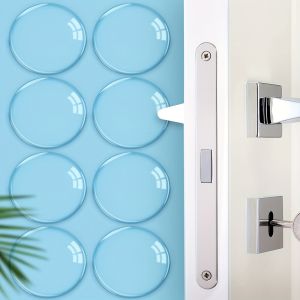 8pcs Door Knob Wall ShieldClear Rubber Door KnobRound Wall Shield CushionQuiet Wall Protector For Door Handle.Guard Door Bumper Wall Protector SilencerSelf Adhesive