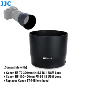 JJC Reversible Lens Hood Shade for Canon EF 70-300mm f/4-5.6 IS II USM Lens RF 100-400mm F5.6-8 IS USM Lens Replaces Canon ET-74BAllow Putting Ф67mm Filter & Lens Cap