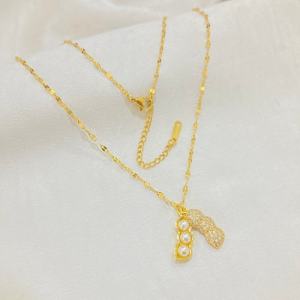 Kalung Liontin Kacang Mutiara Titanium Anti Karat Aksesoris Perhiasan Wanita Korean Style 136-KT