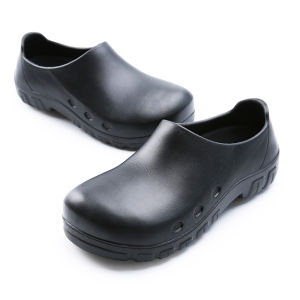 EIFAK Steel Toe Chef Shoes for Men Slip on Kitchen Shoes - Oil Water Resistant Chef Nursing Doctors Shoes Black Formal Safety Work Shoes EVA Waterproof Garden Shoes Outdoor Rain Shoes
