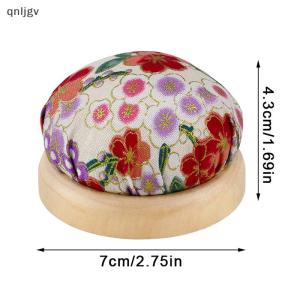 🔥🔥🔥qnljgv Vintage Embroidery Pin Cushions Half Round Pin Pad With Wooden Base Needle Holder For DIY Craft Sewing Accessories
