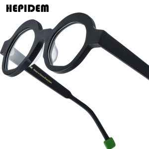 HEPIDEM Acetate Gọng kính Phụ Nữ thiết kế thương hiệu Quá Khổ cỡ lớn kính tròn Nhật Bản Handmade Kính Dày kính mắt cho mắt 9271