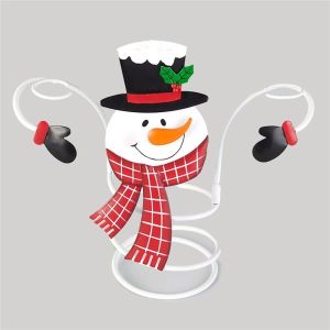 MAKERVY Metal Wine Glass Holder Multicolor Cartoon Santa Snowman Wine Goblet Rack Rustic Space Saving Wine Cup Rack Home Kitchen