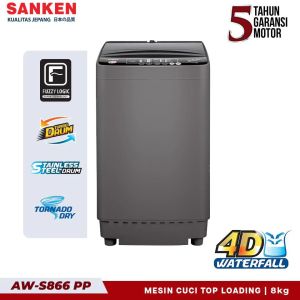 Sanken Mesin Cuci 1 Tabung Otomatis - AWS807J / AWS866PP - FREE ONGKIR Jabodetabek