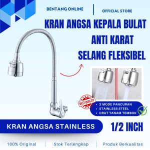 Kran Angsa Wastafel Cuci Piring Flexible Fleksibel Tembok Keran Air Leher Angsa Dapur 1/2 inch Bulat