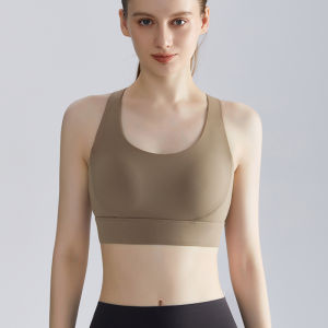 Sports bra womens shock-absorbing fixed cup thin running gathering hollow mesh beautiful back yoga bra