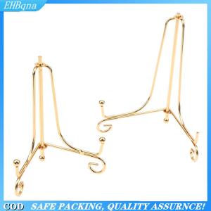 [COD] Gold Iron Display Stand Craft Bracket Book Holder Photo Pedestal Bowl Dish Frame Picture Plate Rack Easel Storage Decoration