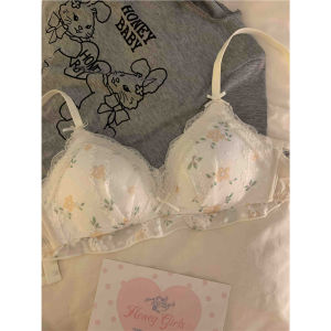 Y&C Ready Stock in Singapore Women Cotton Lace Wireless Bralette Push-Up BRA04