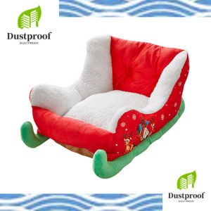 Christmas Plush Pet Bed - Washable Synthetic Fur Sleigh Style Sofa Bed for Cats & Dogs Cozy Indoor Outdoor Sleeping Couch