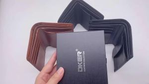 AE direct sale mens genuine leather wallet RFID Vertical multi-card slot coin purse wallet