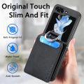 Ốp lưng Samsung Galaxy Z Flip 6 có ngăn đựng thẻ & nhẫn, bao da PU chống sốc, ốp điện thoại có chân đế cho Galaxy Z Flip6 LZQB màu đen. 
