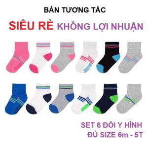 Set 6 đôi tất cho bé gái vớ cho bé trai tất cổ cao qua mắt cá chống trượt thông hơi cho bé từ sơ sinh giá rẻ shop NEM