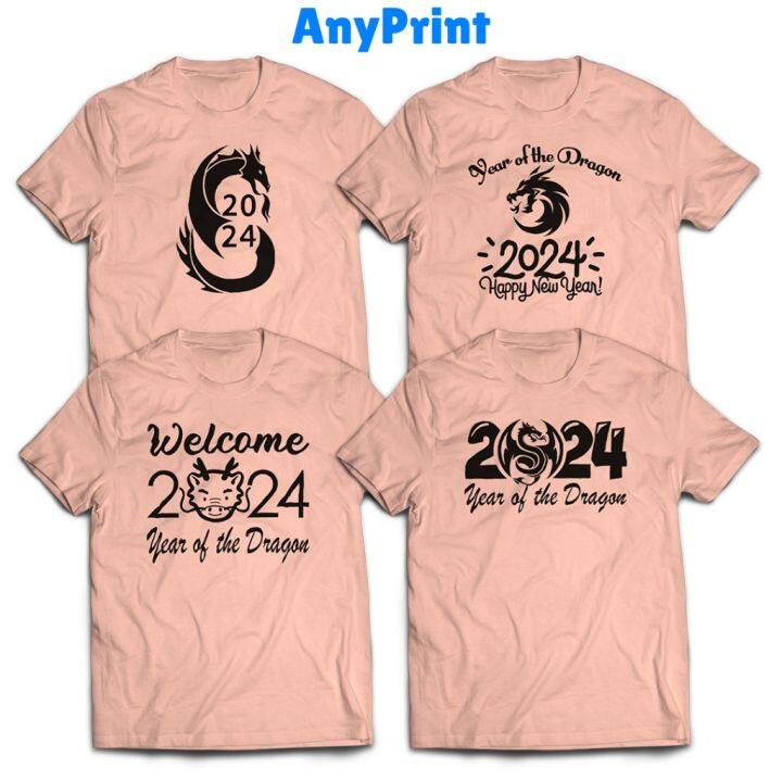 Year of the Dragon 2024 Tshirt Family new year Shirt Apricot crush