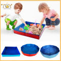 [deveodo] Foldable PVC Sandbox Square Sand Play Pool for Kids Pets Portable Beach Toy Pet Bath Tub Reinforced Base Reusable Sand Play Kit. 