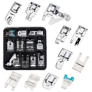 11pcs Sewing Machine Presser Foot Kit Metal Braiding Blind Stitch OverLock Zipper Ruler Parts