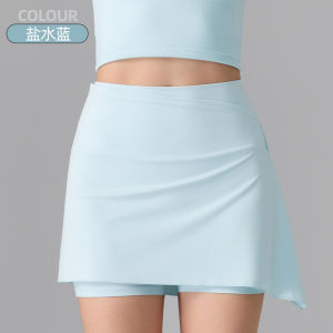 Lulu Cross-border Two-piece Sports Shorts Anti-exposure Running Fitness Tennis Badminton Pilates Yoga Skirt Pants Spring Summer