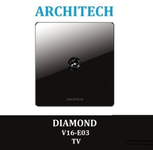 Architech Diamond V16-E03 Black Stop Kontak/Colokan/JACK TV