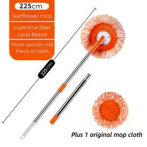 Melo home mop car wash cleaner retractable rotary coral velvet household lazy dust removal mop floor mop wall