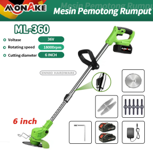 MONAKE Mesin Potong Rumput Pemotong Rumput Listrik Pemangkas Cordless Lawn Mower Electric Grass Trimmer Baterai Li-ion