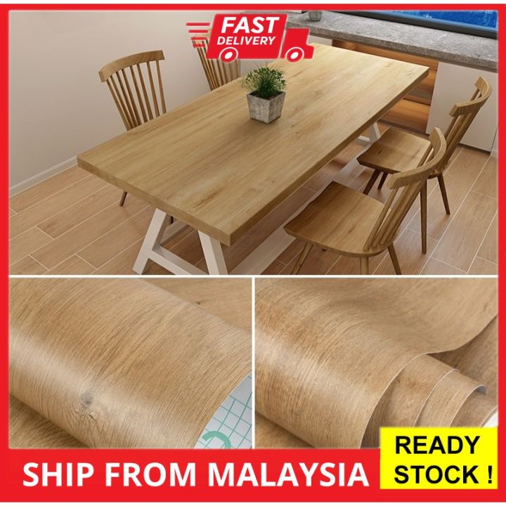 Kertas Dinding Hiasan Stiker kayu kalis air Wood Grain PVC Waterproof ...