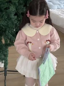 Childrens Winter Thickened Clothes Baby Autumn and Winter Outfits Korean Style Childrens Clothing Girls Sweater with Fleece Lining and Leggings Set