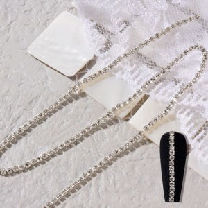 25ซม. กรงเล็บมุกโซ่เล็บ Rhinestone 3D โลหะเงิน AB เพชรโซ่มุกสามารถตัด DIY เสน่ห์เล็บตกแต่งอุปกรณ์เสริม