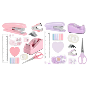 Office Supplies Desk Organization Set with Sticky Note Stapler Staple Scissors Clear Tape Staple Remover Tape Dispenser