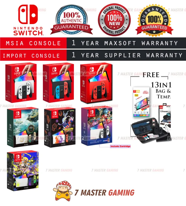 [READY STOCK] Nintendo Switch OLED Model Asia Maxsoft Set with Battery  Enhancing Version Neon White NEW Year Warranty Lazada