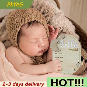 PkYeG Baby Announcement Sign 5.91x4.13 Inch Wooden Newborn Announcement Sign Hello World Newborn Sign