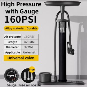 High Pressure Bike Pump 160 PSI with High-Precision Digital Gauge 3-in-1 Universal Presta Schrader Dunlop Valve for Bicycle Motorcycle Car Basketball