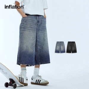 INFLATION brand 2024 Spring/Summer New Product for Mens Youth Gradual Wash Seven Point Jeans Trendy Street Personality Straight Short