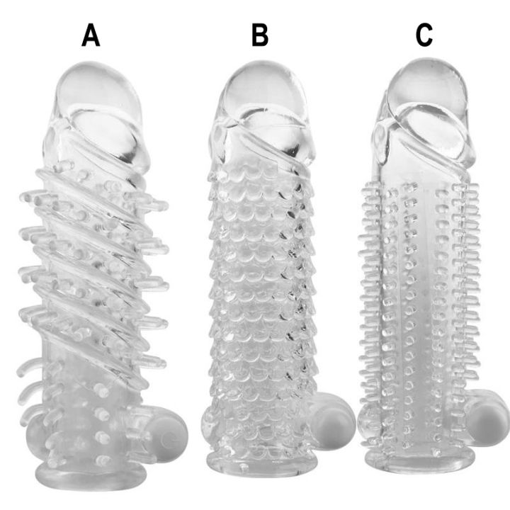 Vibrator Sleeve Reusable Condom Sleeve Crystal Spike Vibrating Sleeves Sex  Toys for Men | Lazada