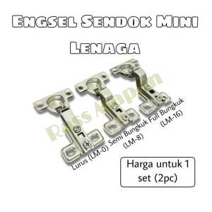 2 PASANG Engsel Sendok Mini Lenaga Huben Elco LM Lemari Kayu Aluminium Diameter Coak 26mm
