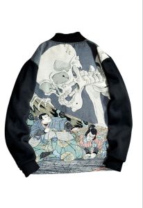 Áo khoác Bomber thêuáo bomber thêu họa tiết đầu lâu cực chất cho nam