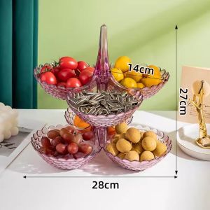 Stylish Multi-layer Fruit Tray Acrylic Storage Decoration Trays Stackable Candy Dried Fruit Tray