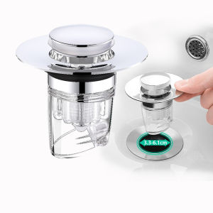 baokemo Universal Bathroom Sink Stopper Drain Plug Anti-Clogging Anti-Odor Pop-Up Drain Filter with Basket Extender
