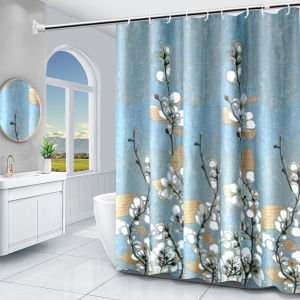 Bathroom Shower Curtain Waterproof Door Curtain Window Curtain Partition Curtain Thickened Shower Curtain No Drilling Shower Curtain Rod Set