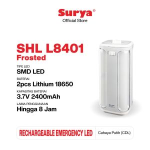 Surya Lampu Emergency 4 Sisi SHL L8401 FROSTED 84 SMD LED Rechargeable Tahan Hingga 8 Jam