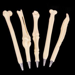 WAPKTY 1/5/6pcs Lifelike Bone Shape Ballpoint Pen Blue/Black Ink Stationery Neutral pen Funny Writing Tool Gift