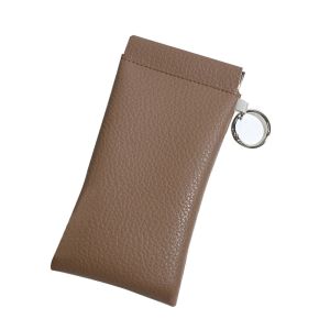 DOWNA with Glasses Cloth Glasses Bag Automatic Closed Soft PU Eyewear Pouch Creative Earphone Storage Carrying Bag for Travel