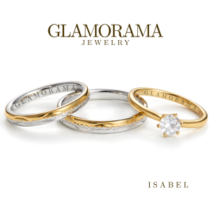 Glamorama Couple Rings: "Isabel" Engagement & Wedding Ring Set
