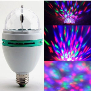 Đèn Led đổi màu trang trí sân khấu vũ trường karaoke 3 mắt RGB cầu pha lê xoay tròn